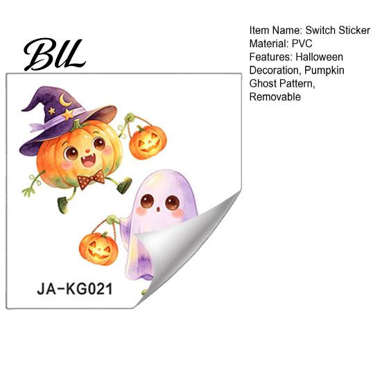 Seasonal Wall Decals Halloween Pumpkin Ghost Switch Sticker, Cartoon Light Self-Adhesive Stickers Decoration Decal for Living Room Bedroom