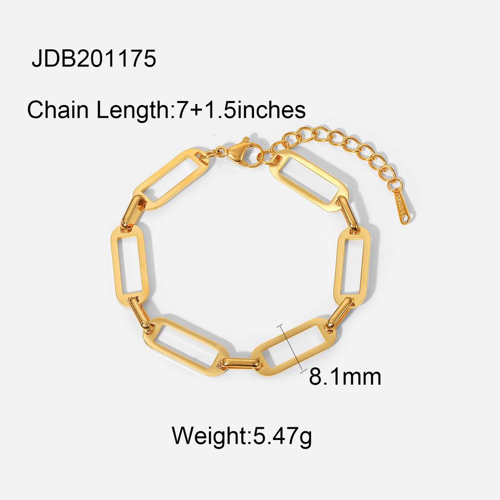 INS wind Internet celebrity same hollow chain cross buckle bracelet 18K gold stainless steel handmade chain jewelry