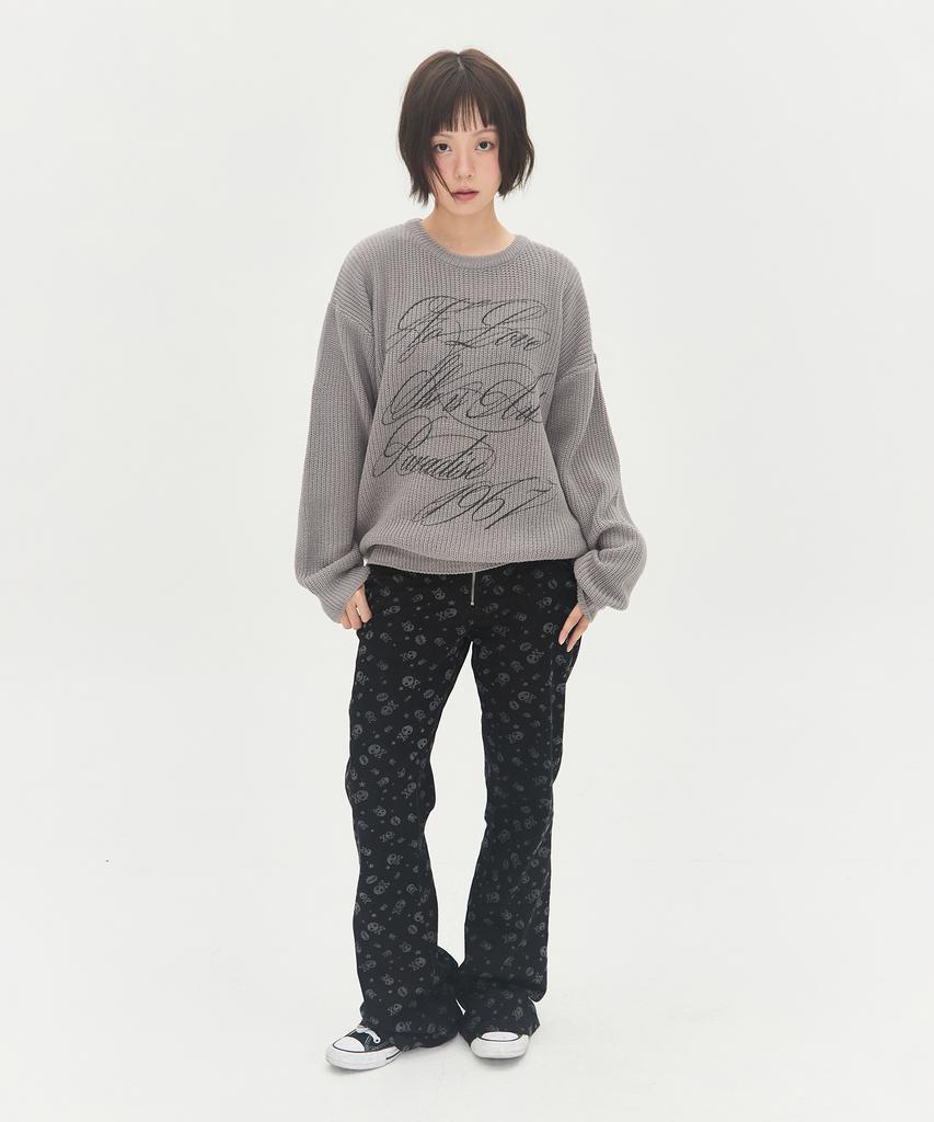 VIDEO JOCKEY Wing Knit Sweater [Charcoal]