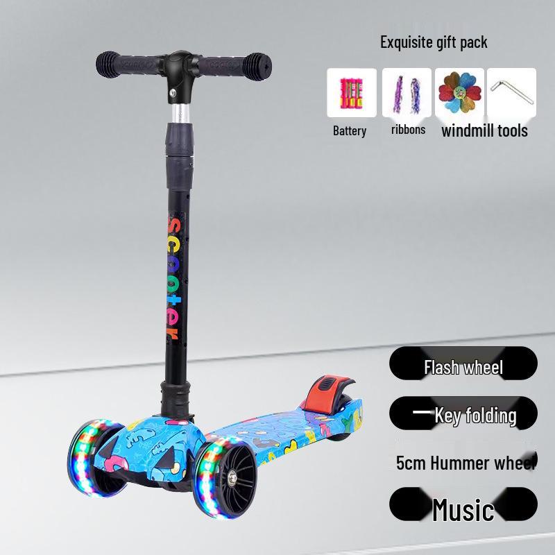 Hulajnoga składana 3 w 1 Little Wen Tong ze światłami dla dzieci w wieku 2-12 lat
