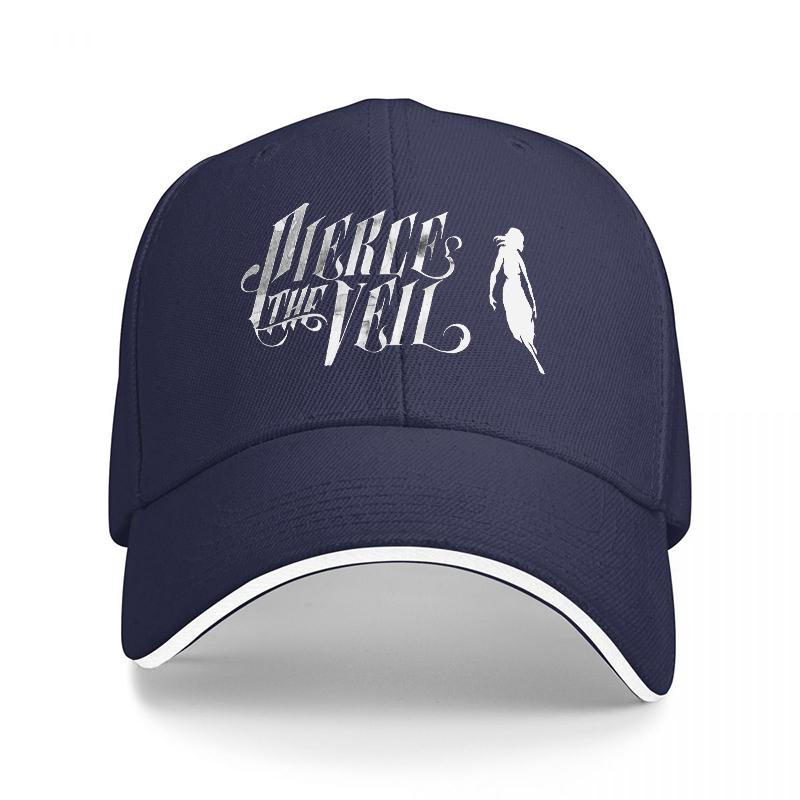 

Pierce The Veil Band Logo Baseball Cap Black with White Trim and Silhouette Design for Music Fans and Rock Enthusiasts Adjustable