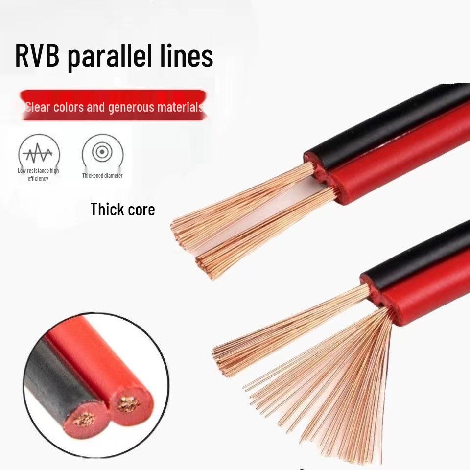 National Standard 0.5 Sq RVB Red/Black Parallel Wire for LED/Outdoor Monitoring, 0.3 LED Light Wire, 0.75 Twin Cord