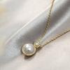 Huitan Graceful Imitation Pearl Pendant Necklace for Women Exquisite Brilliant Engagement Wedding Jewelry Shiny CZ Accessories