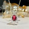 CAOSHI Charming Red Cubic Zirconia Pendant Necklace Vintage Style Bridal Wedding Neck Accessories Elegant Jewelry Gift for Women