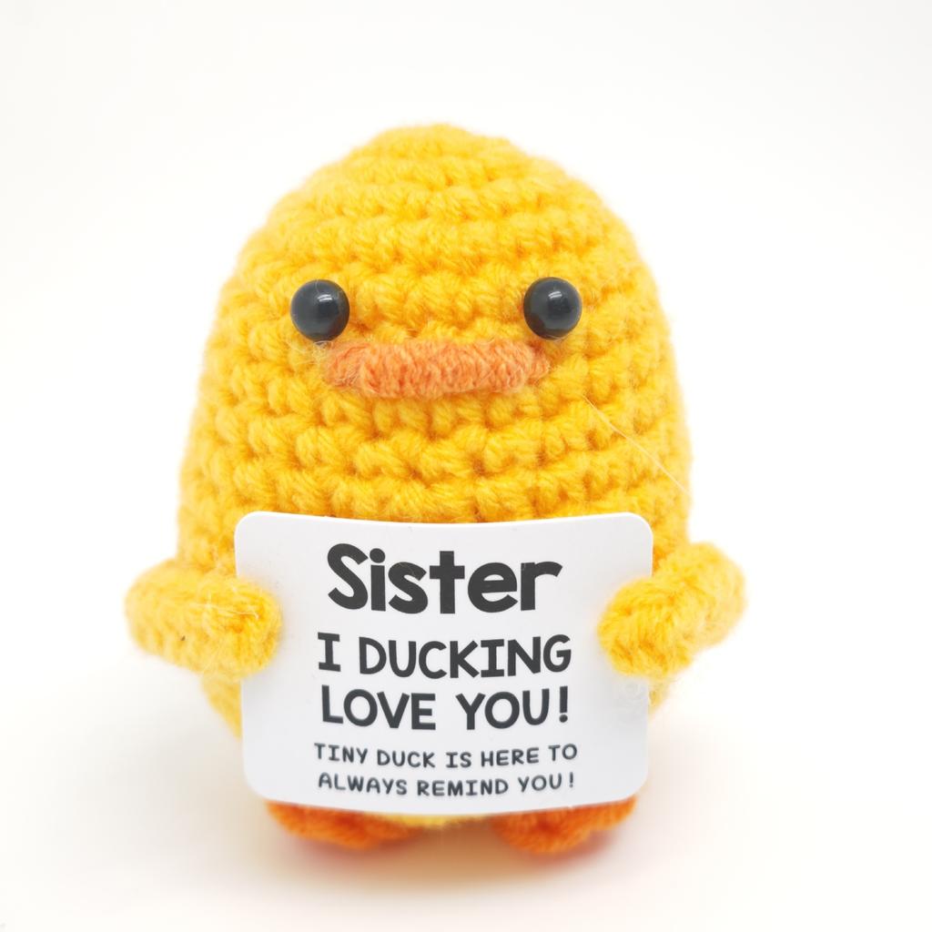 Cute Handwoven Positive Energy Duck Ornaments Handmade Crochet Support Emotional Long Leg Duck Home Room Decor Christmas Gift