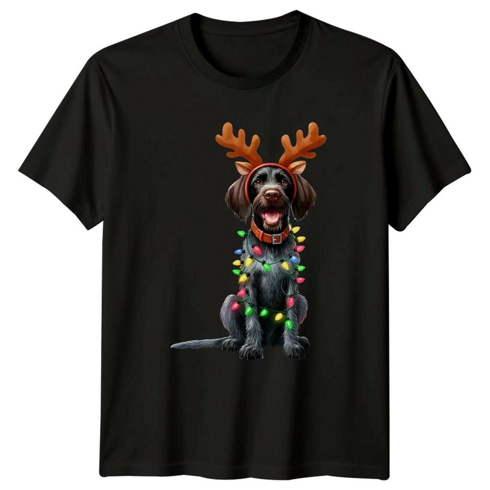 Christmas Dog Reindeer Antlers Lights Holidays Unisexs TShirt Unisexs Tee Graphic