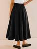 Women's Elastic High Waist A Line Midi Skirt Pleated Flowy Swing Skirt with Pockets