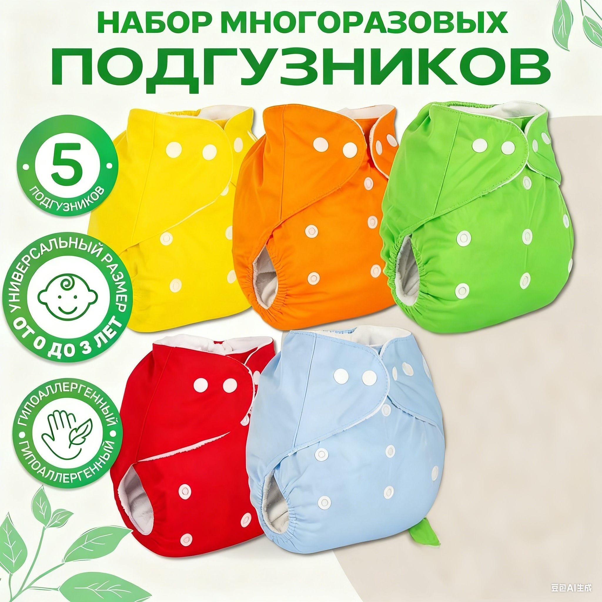 

Маленький многоразовый тканевый подгузник однотонной расцветки One Size