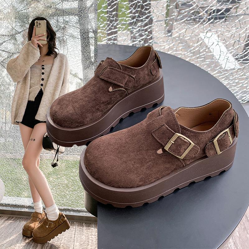 Muffin Retro Female Spring Thick Bottom Single Shoes Casual Full Package Le Fu Shoes Female Fashion Women Summer Shoes Breathable for Hot Weather
