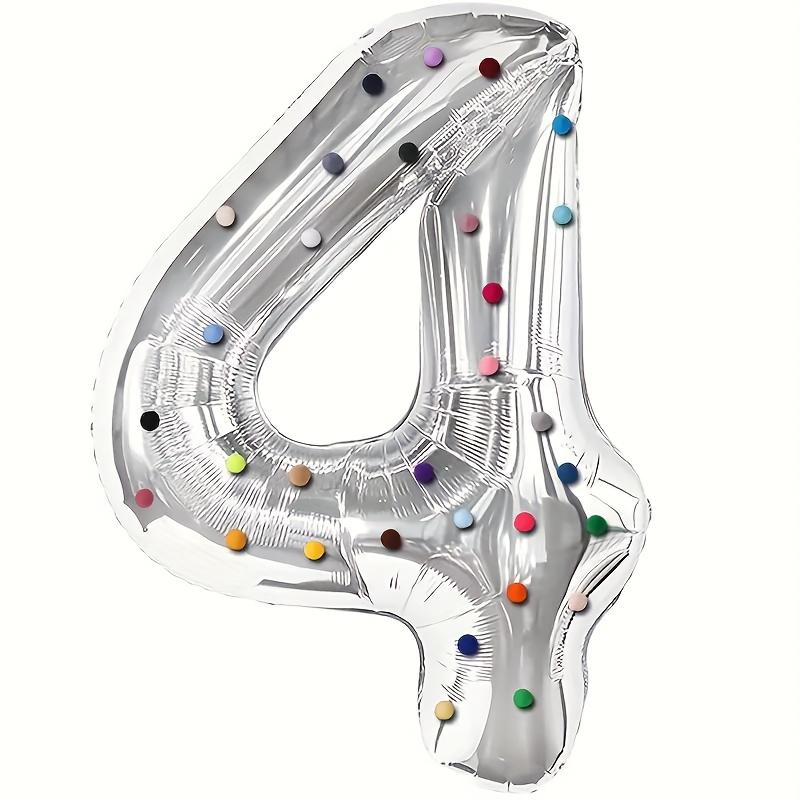 40inch Silver Number 0-9 Hairball Foil Balloons for Birthday Party Wedding Anniversary Baby Shower Living Room Digital Balloon