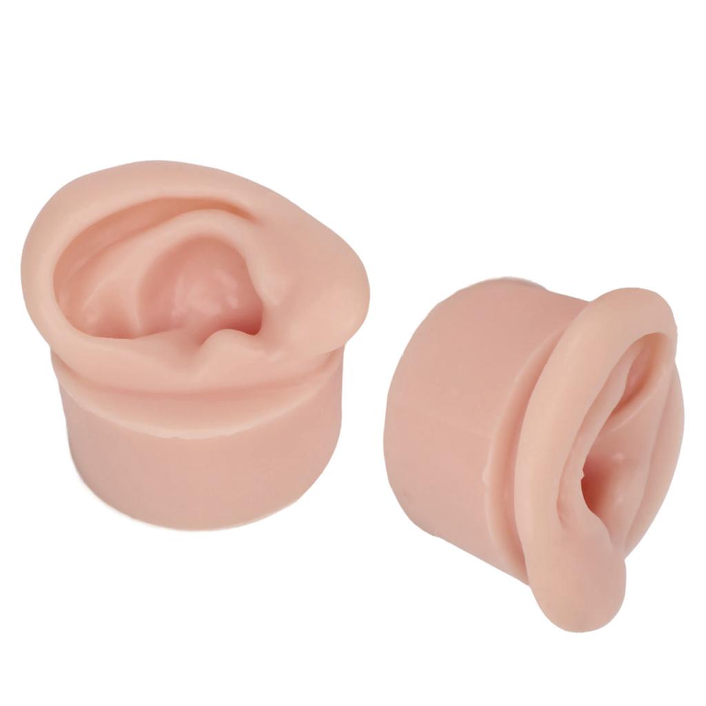 1 Pair Piercing Practice Ear Model Novice Soft Silicone Flexible Ear Model Props for Jewelry Display Medium Skin Color