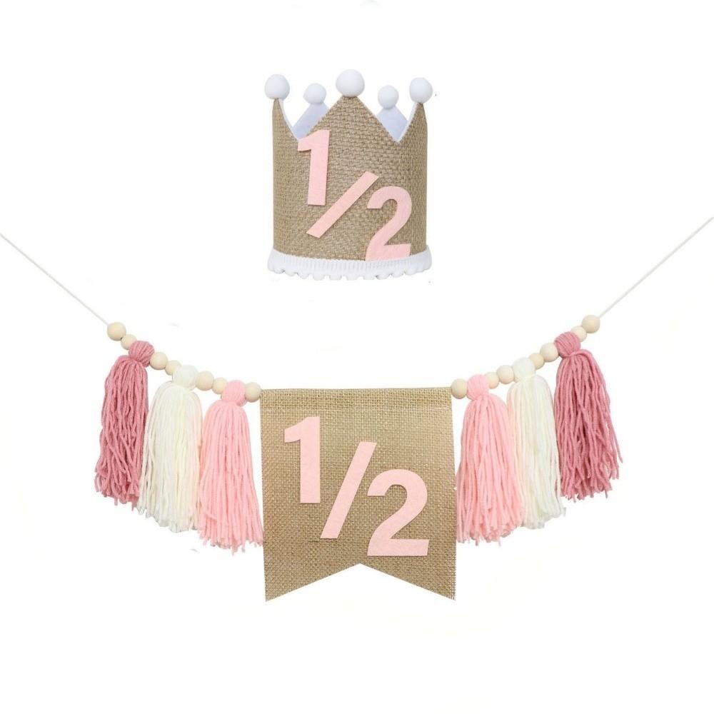 Boho 1st Birthday High Chair Banner Handmade Yarn Tassel Birthday Banner Linen Hat Wooden Bead Party Decoration Photography Prop