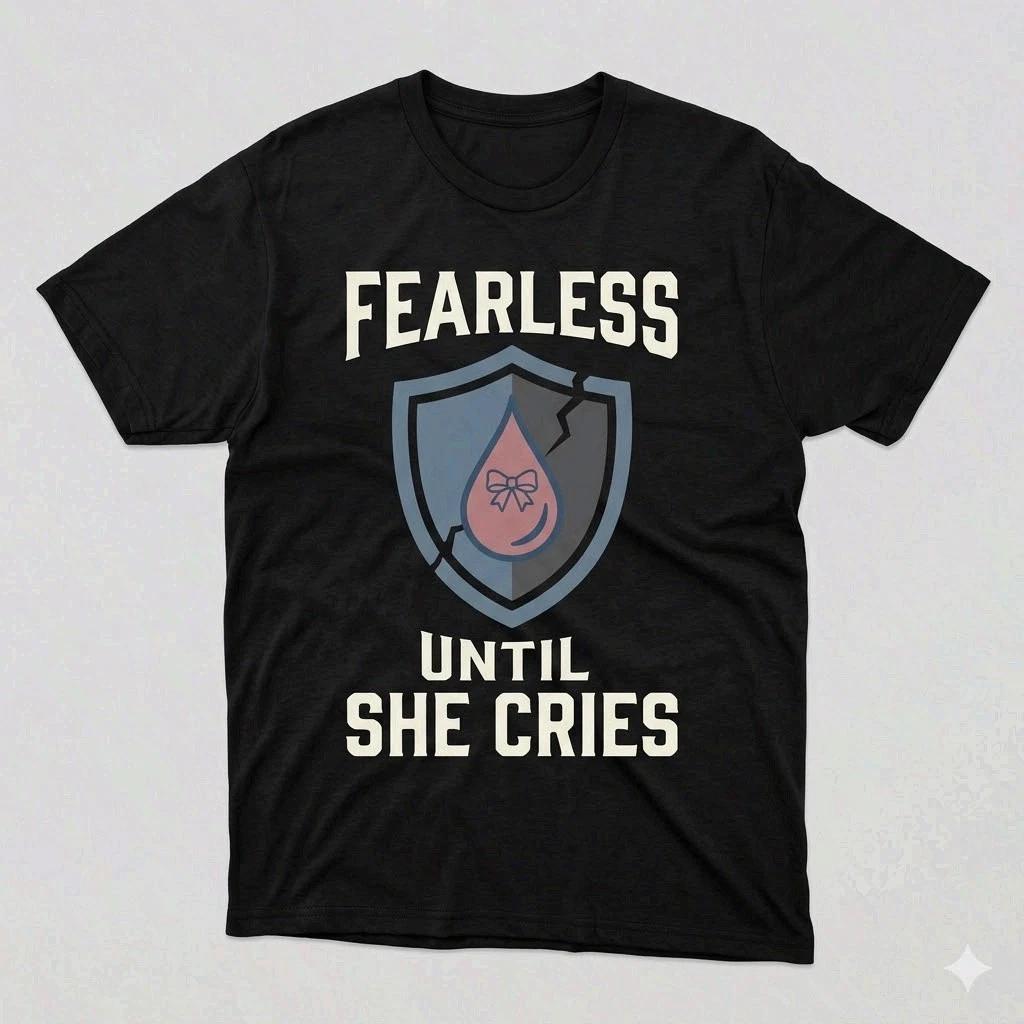 Fearless Until She Cries Shirt Girl Dad Father s Day Gift Tee XS