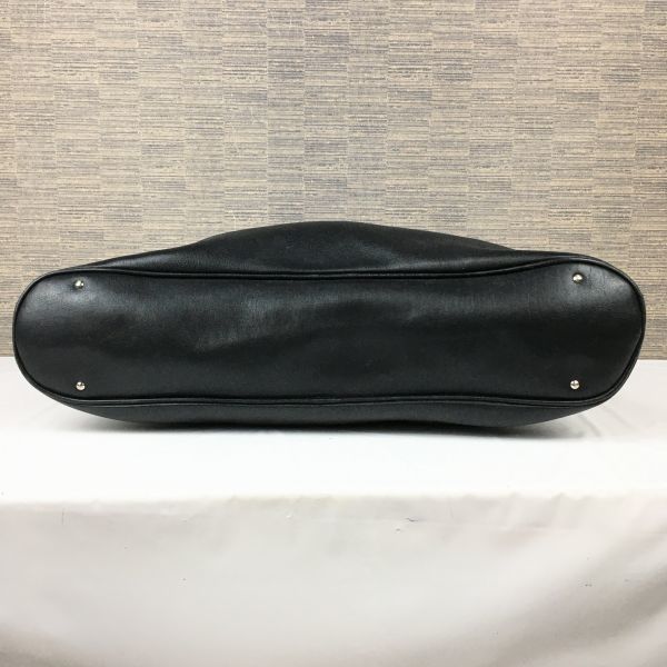 Cole Haan Leather Hand/Shoulder Bag Black with Scarf Decoration Stylish(USED)