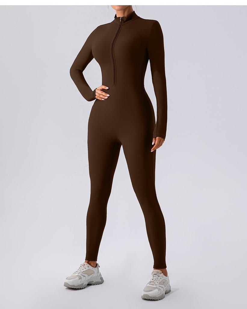 European & American Winter-Style Velvet Brushed Warm Yoga Onesie - Long-Sleeved Fitness Tights for Women
