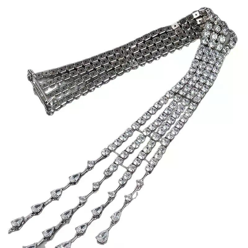 Neue Luxus Exquisite Kristall Meteor Lange Quaste Brosche Anstecknadel Für Frauen Mode Schulterkette Schmuck Party Geschenke
