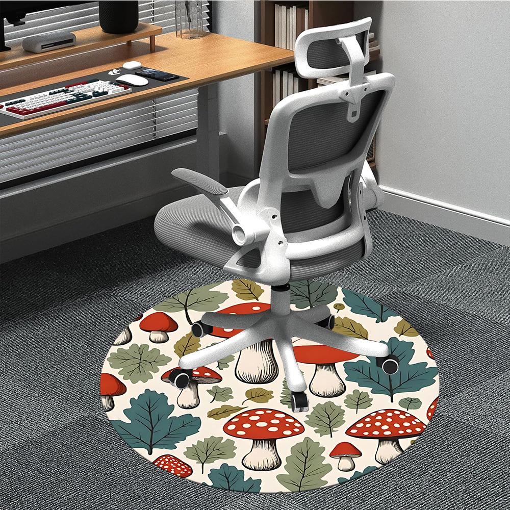 

1pc Mushroom Forest Office Round Area Rug, Indoor Mat Suitable For Office, Under Office Chairs Bedroom Living Room Home Decor, Room Deco213 80cm by 80cm