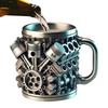 Stainless Steel Cup with Handle Engine Design Milk Drink Mug Beverage Tea Juice Milk Container Double Wall Insulated for Morning