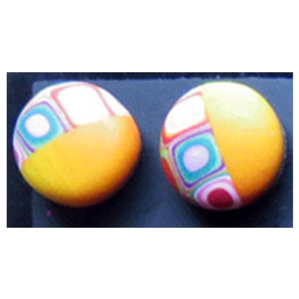 Les Trésors De Lily [R6423] - Handmade 'Colombine & Harlequin' Earrings In Orange Multicolour - 9 Mm