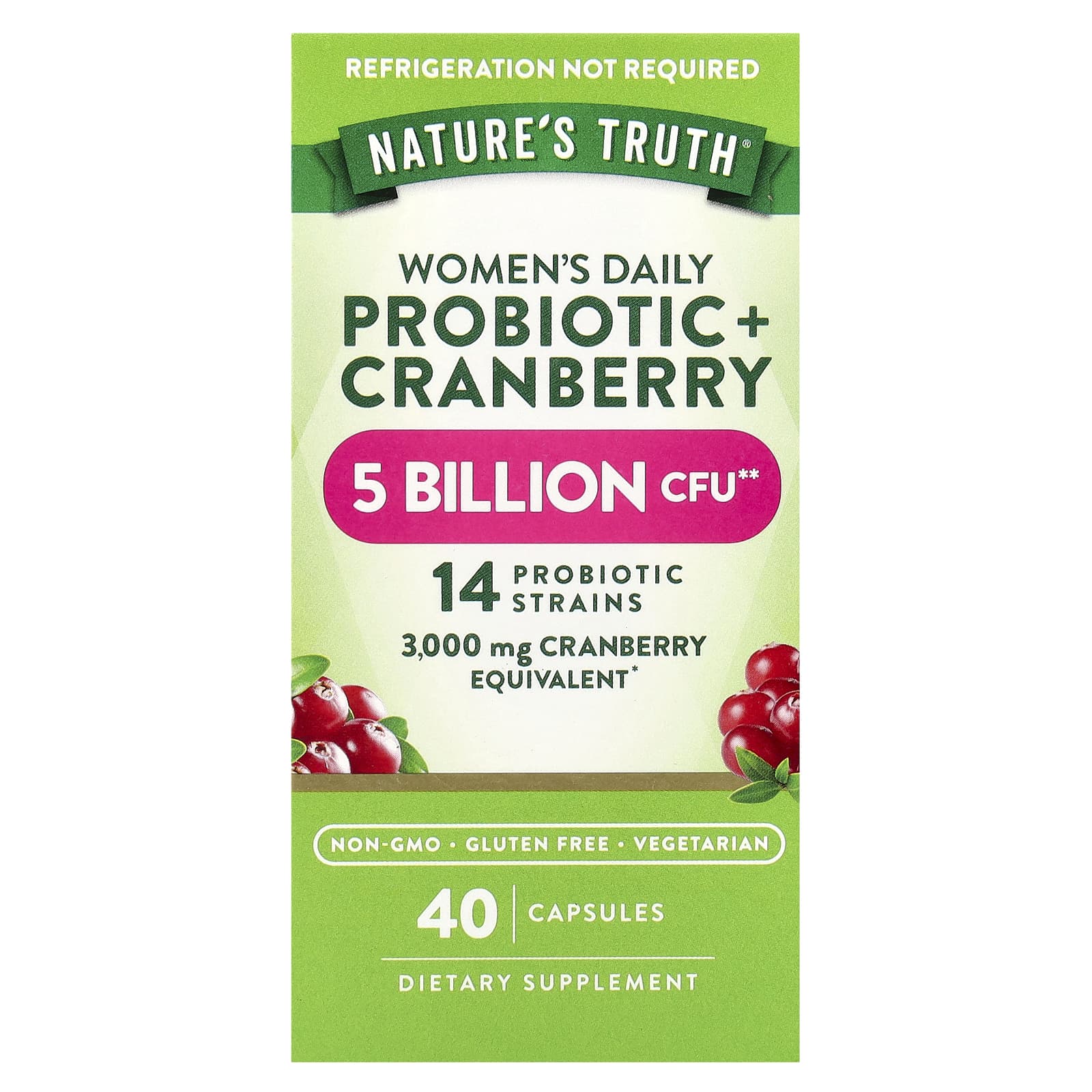 

Nature S Truth, Women s Probiotic + Cranberry, 40 Veggie Caps