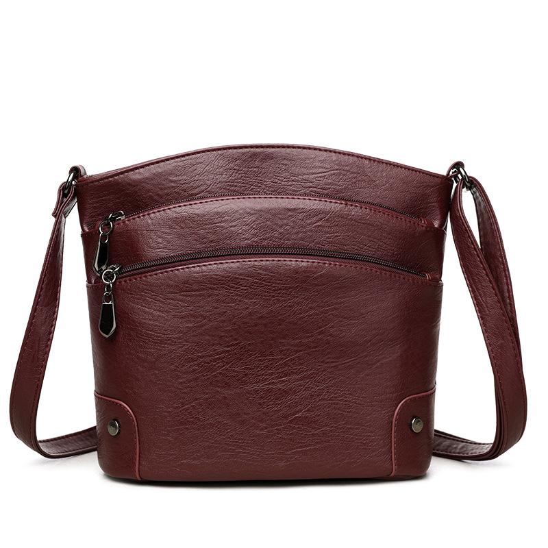 Middle-aged and elderly three-layer women's messenger bag New simple women's bag Casual mother bag Women's shoulder bag