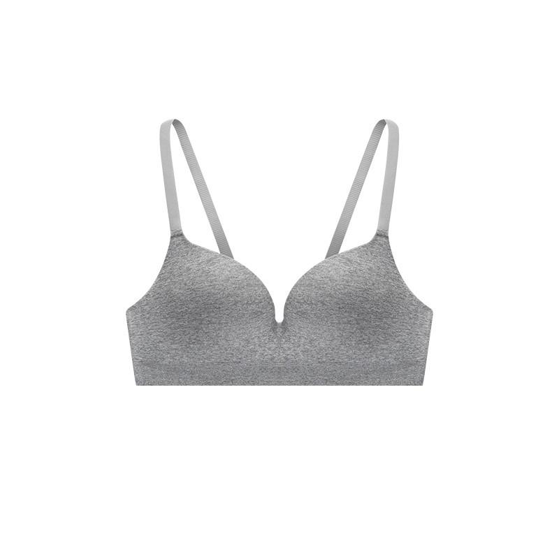 Stylish Everyday Grey Bra With Seamless Design And Wireless Support S серый