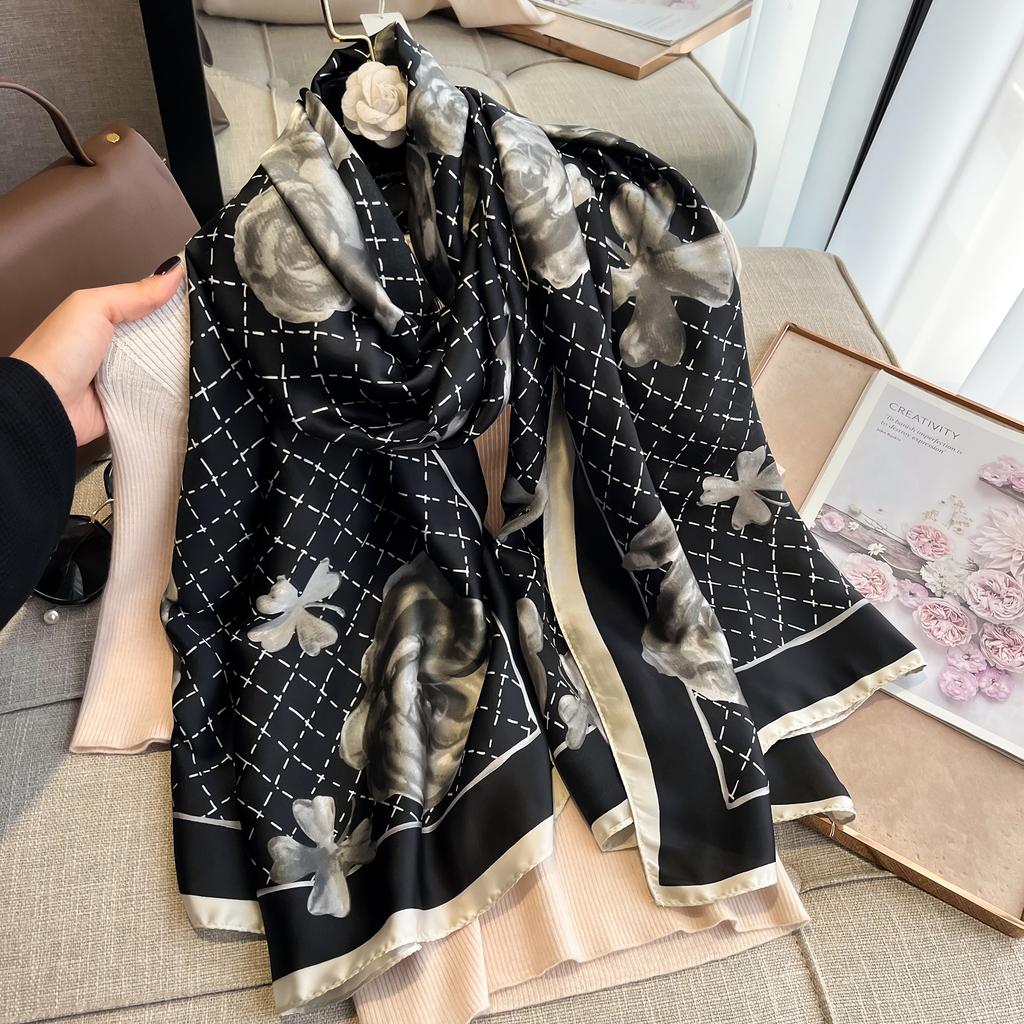 Spring Scarf Women's Luxury Design Scarf Silk Smooth Scarf Soft Muslim Headband Shawl Beach 90x180cm  New