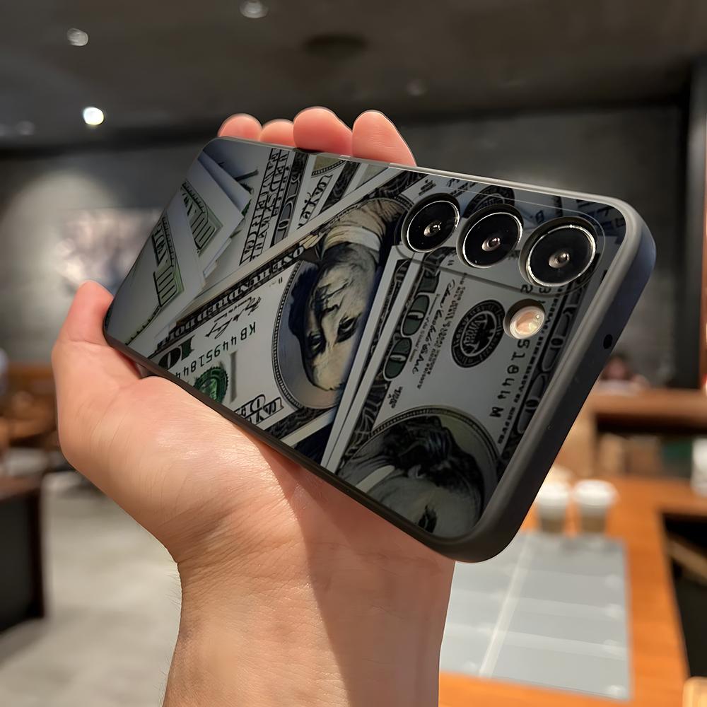Luxury D-dollar US-S Phone Case For Samsung A56 A36 A26 A16 A15 A25 A35 A55 A14 A34 A24 A54 Black Soft Shell