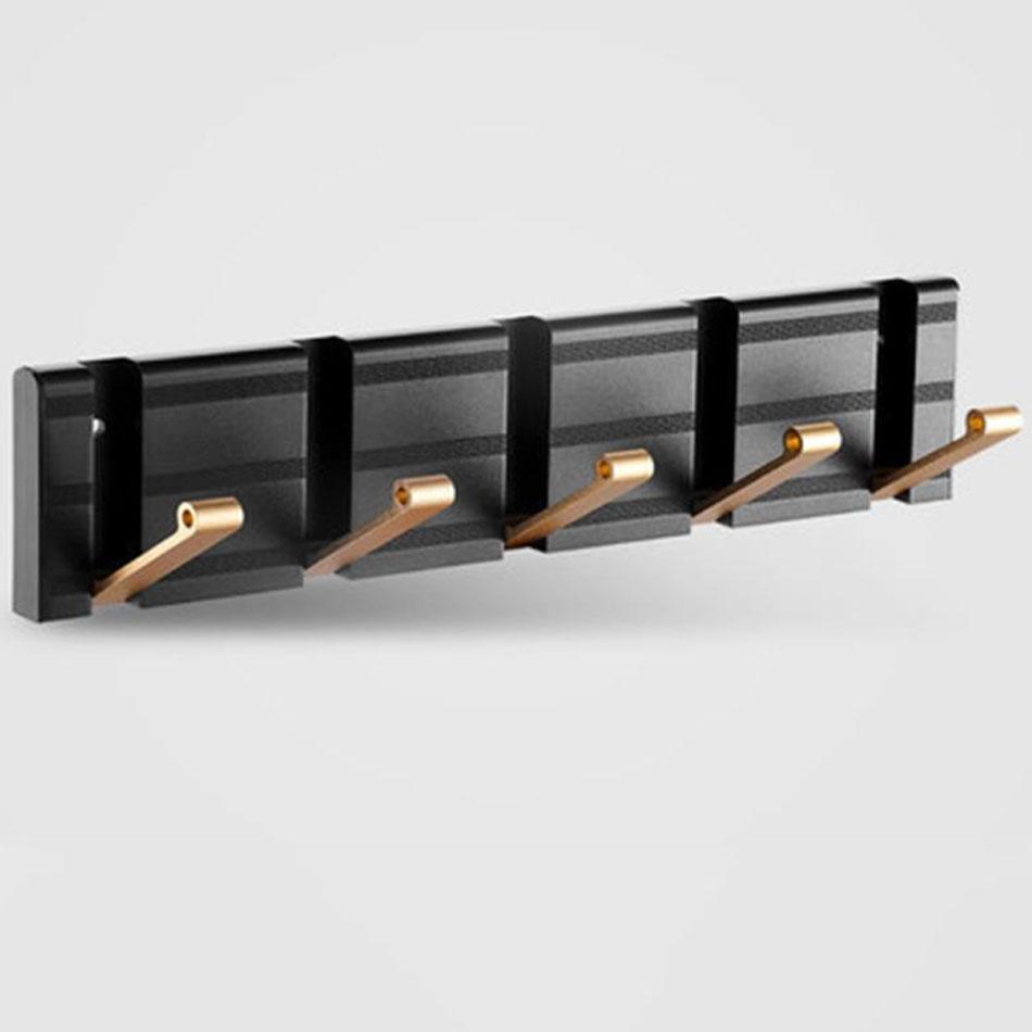 Invisible Folding Wall Hook Black Sliver Gold Aluminum Hallway Bathroom Lavatory Door Clothes Towel Storage  1 2 3 4 5 6 Hooks
