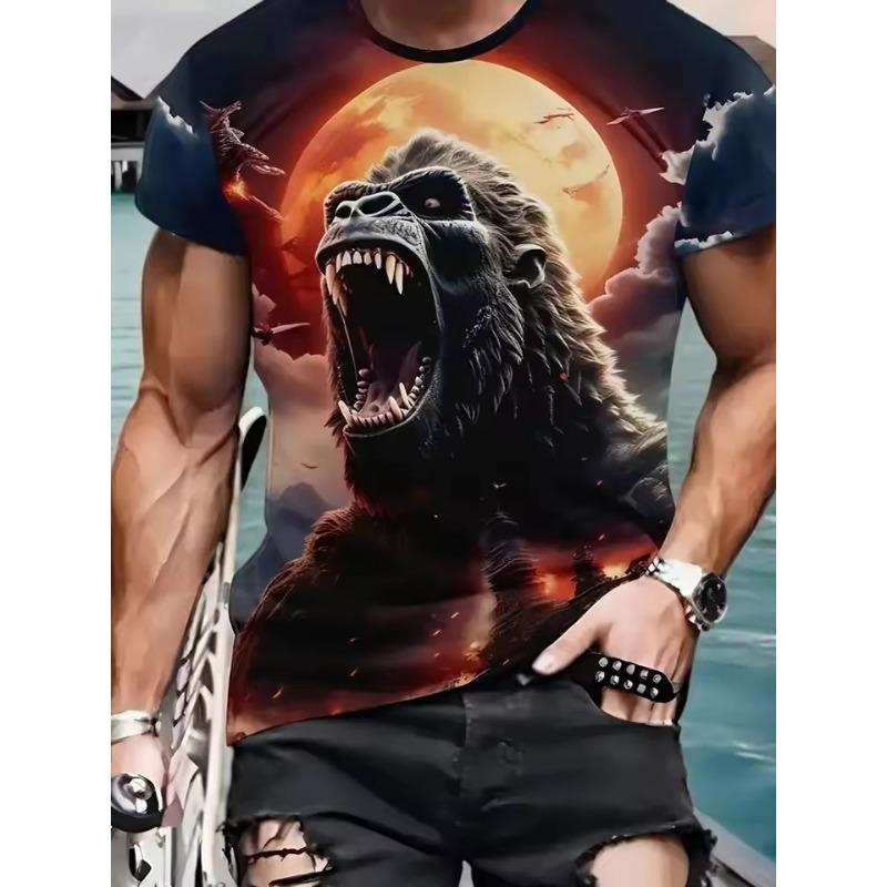 3D Print Gorilla Graphic Tshirt for Men Summer Short Sleeve Plus Size Men's T-shirt New In Casual Animal Gorilla Pattern Tshirt
