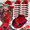 1-10pcs European and American Men's and Women's Cowboy Hat Red Western Cowboy Hats Christmas Feather Santa Claus Illuminated Hat