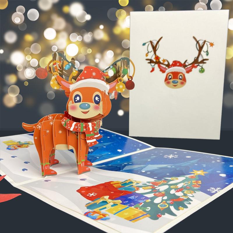 3D Christmas Tree Greeting Card for New Year - Festive Blessings for Friends