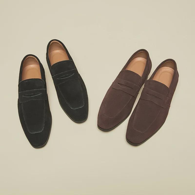 Men's Japanese-Style Suede Loafers: Summer Slip-On, Business Formal, Frosted Leather