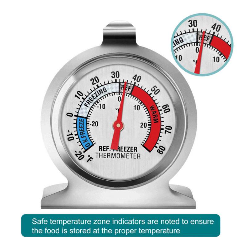 2 szt. Termometr do lodówki, -30~30°C/-20~80°F, Klasyczny analogowy termometr do lodówki Duża tarcza z czerwonym wskaźnikiem termometru