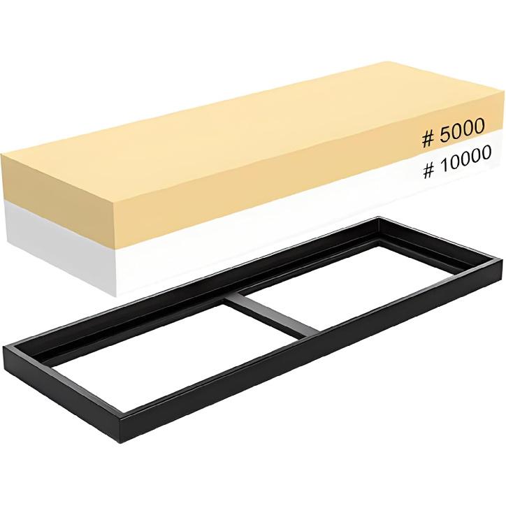 Whetstone 5000/10000 Grit Sharpening Stone, VECU 2 Side Polishing Kit Professional Waterstone Sharpener for Kitchen Cutlery and Outdoor Blades
