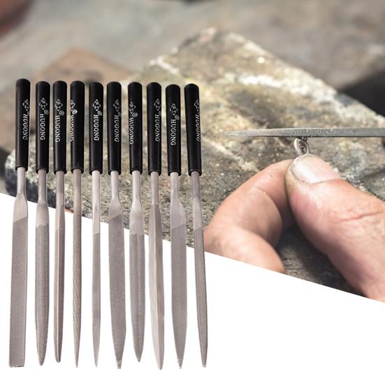 10-teiliges Feilenset, verschleißfest, gute Zähigkeit, Lagerstahl, exquisiter ergonomischer Griff, Nadelfeilen zum Polieren