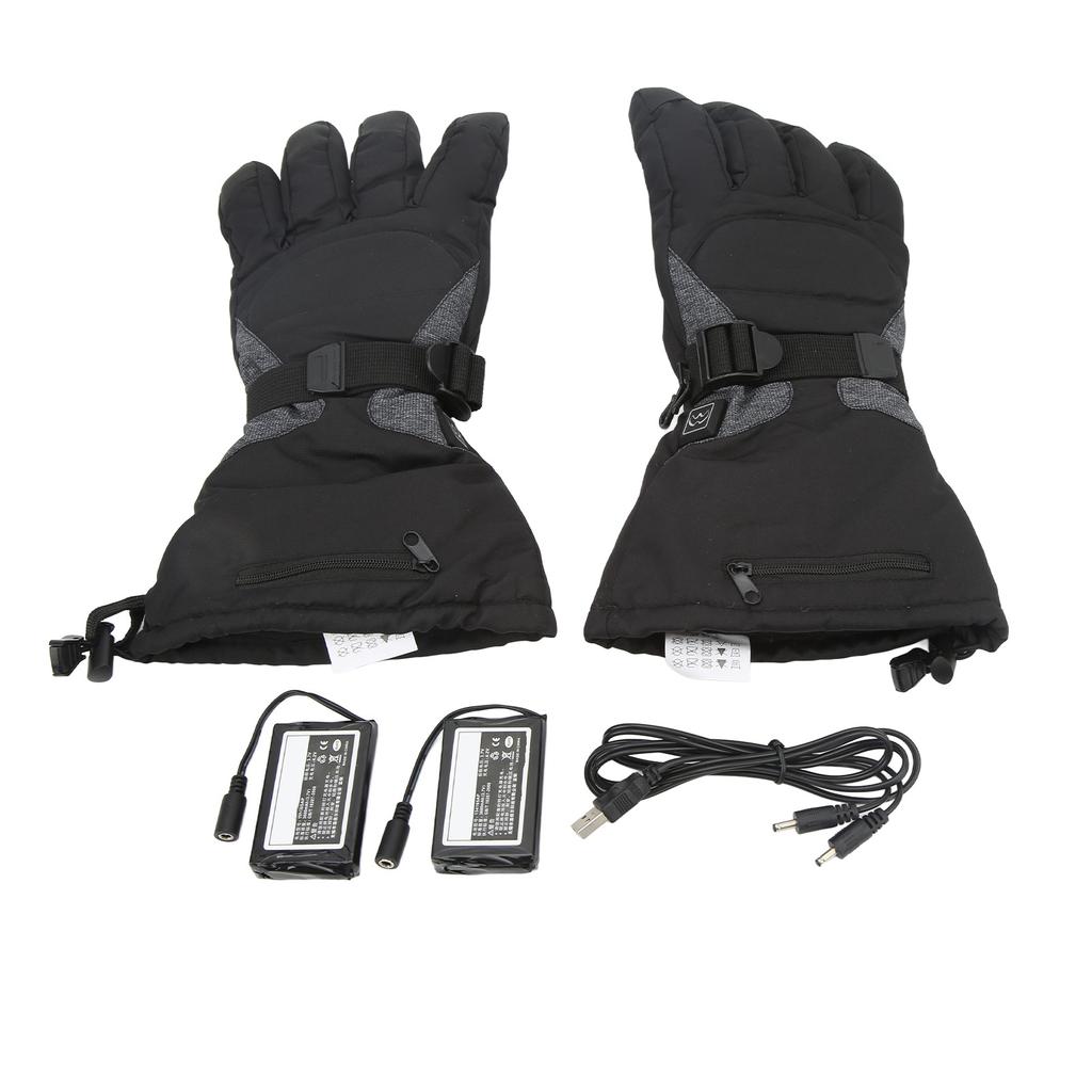 Heated Gloves for Men Women Rechargeable Finger Touch Screen 3 Heating Modes 100‑240V Black for Winter Outdoor EU Plug