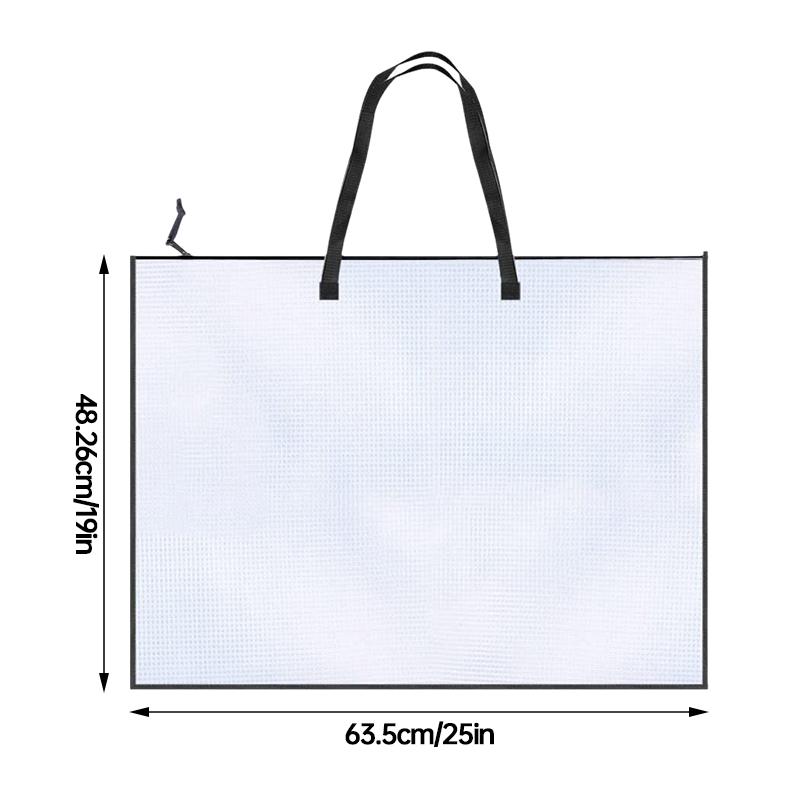 19x25 Inch Art Portfolio Bag with Handle & Zipper, Vinyl Mesh Folder Organizer for Bulletin Boards, Scrapbooks, Posters, Durable