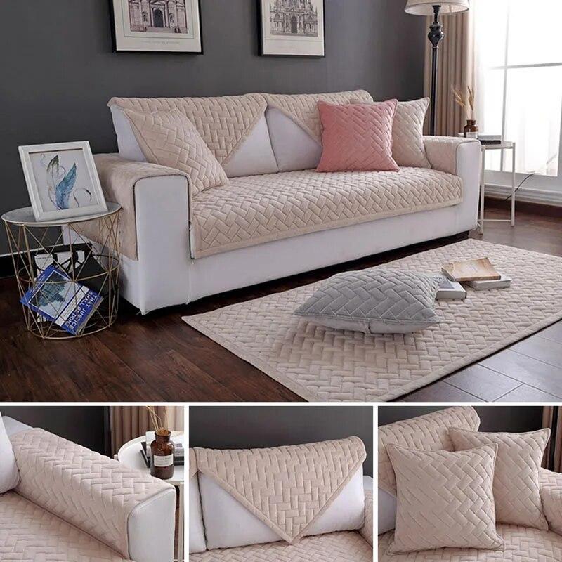 Corner Sofa Cover Universal Polyester Velvet Couch Cover for Living Room 1 2 3 Seats Pet Friendly Reclining Seat