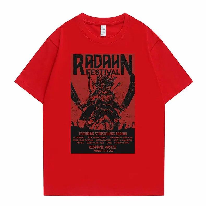 Radahn Festival Grafikdruck T-Shirts Unisex Damen Anime Cartoon Stil T-Shirt Unisex Mode Übergroßes T-Shirt Vintage Streetwear