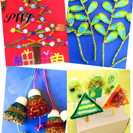 Crafting Gadgets Chenille Stems 100Pcs Glitter Flexible Bendable Plush Tinsel DIY Crafts Kids Educational Craft Supplies Toys Handmade Decorations