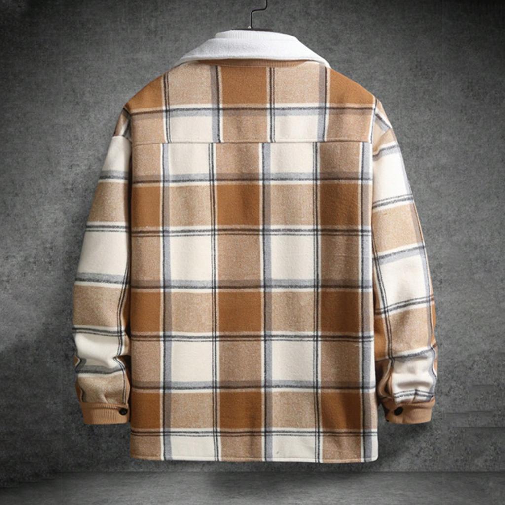 Męski Pasiasty Kraciasty Casualowy Luźny Zapinany Kardigan Koszula Kurtka z Kapturem z Długim Rękawem