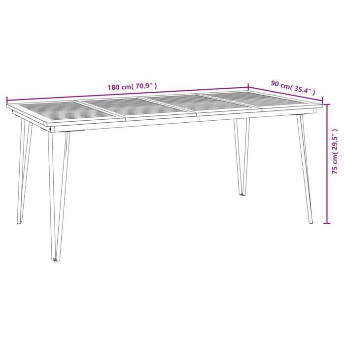 VidaXL Table de jardin avec pieds épingle à cheveux 180x90x75 acacia 319521