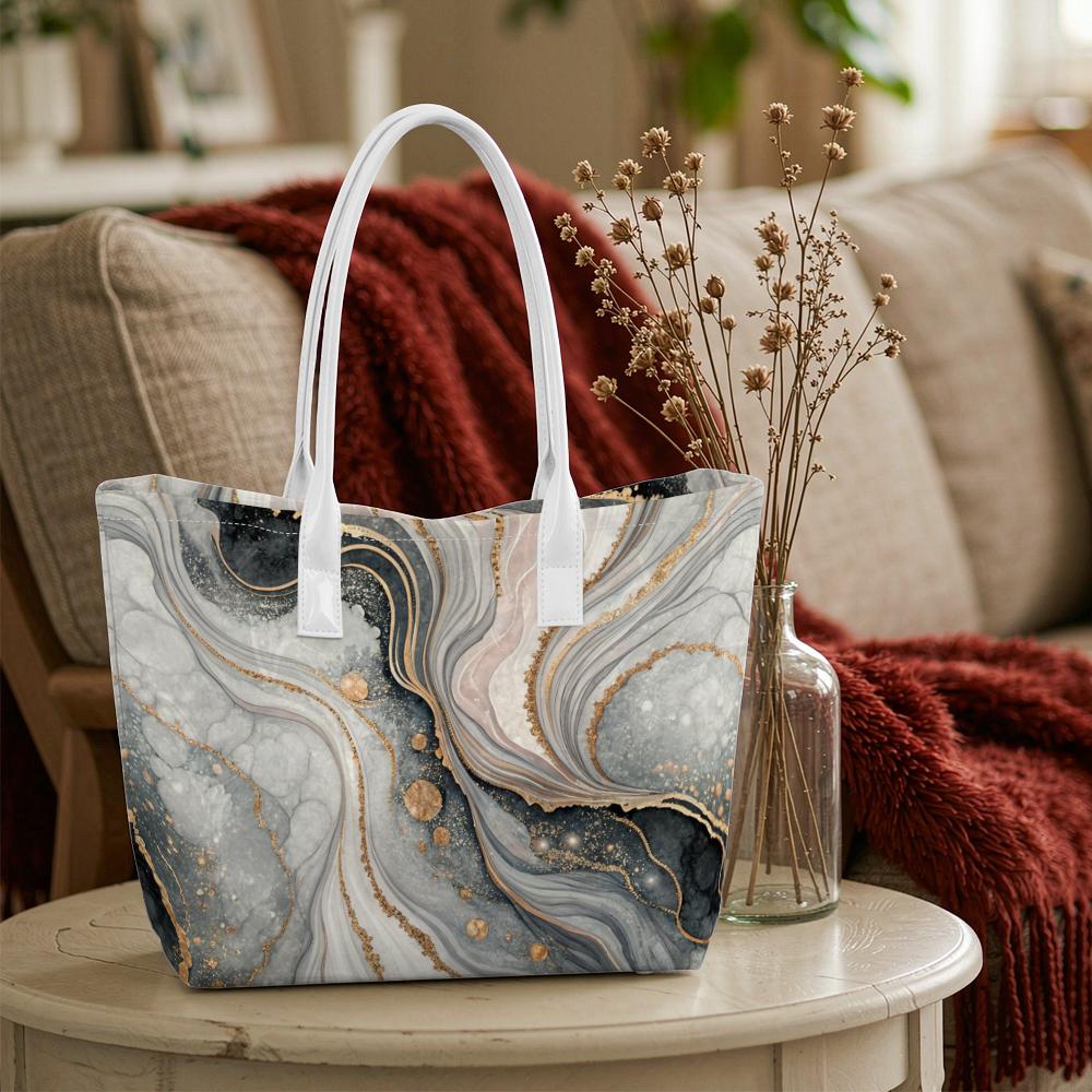 Elegant Marble Pattern Tote Bag for Daily Commute Shopping