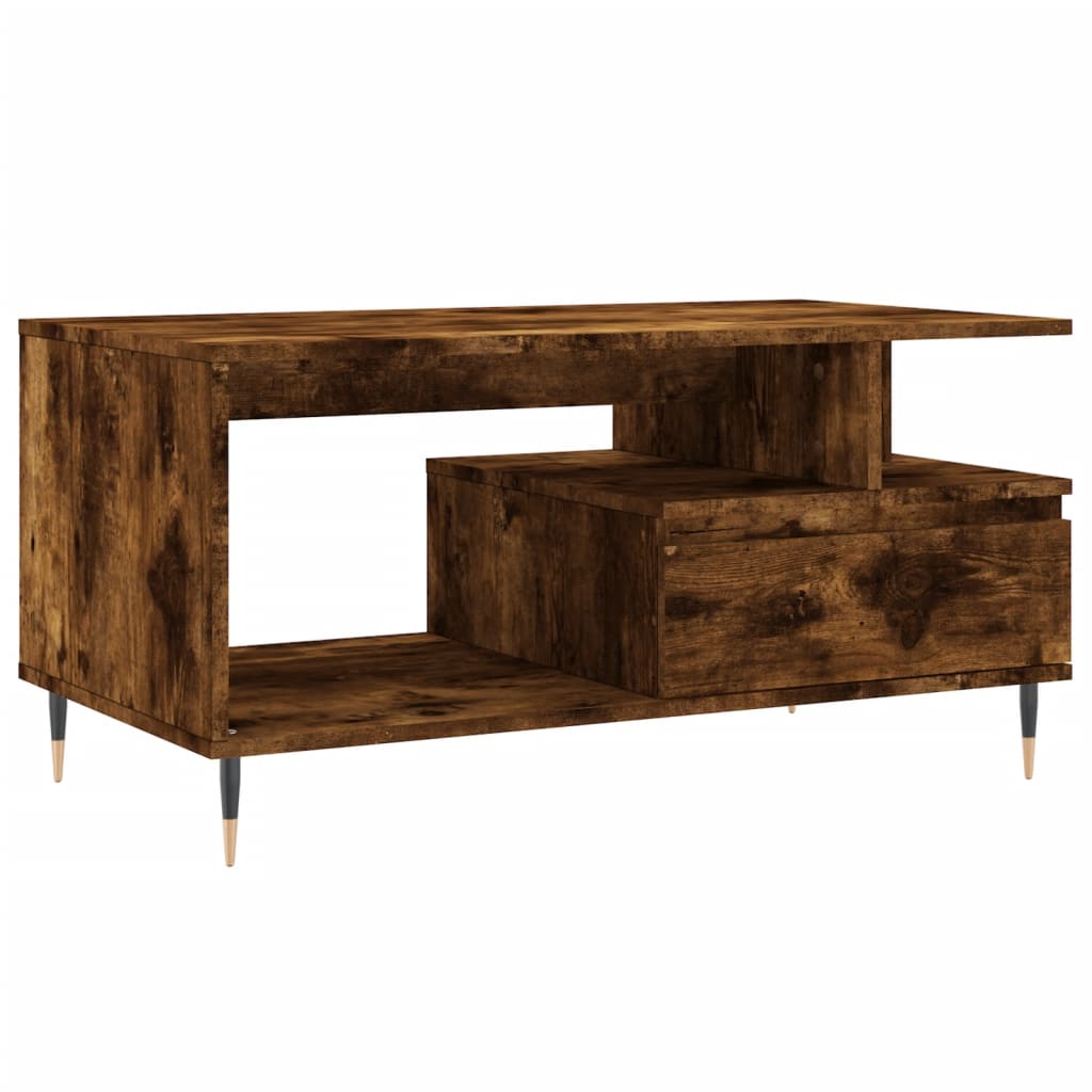Coffee Table Smoked Oak 90x49x45 cm Wood Based Material