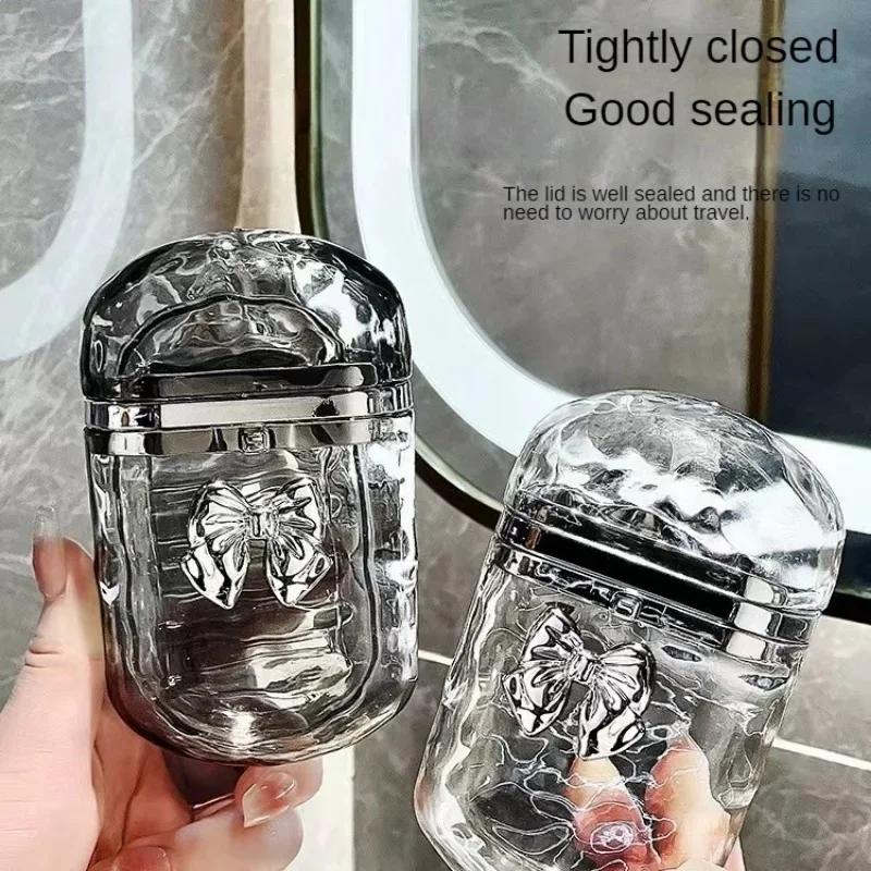 Caixa de Sabão de Viagem com Bandeja Drenante Transparente Ondas d'Água Artigos de Banho Mini Estojo Portátil para Armazenamento de Sabão Tampa Selada Duas Camadas
