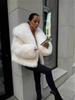 Women's Fluffy Faux Fur Lapel Coat - Casual Fox Fur Jacket