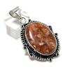 Natural Sunstone Gemstone Handmade 925 Sterling Silver Pendant 2.01" ETC-14207