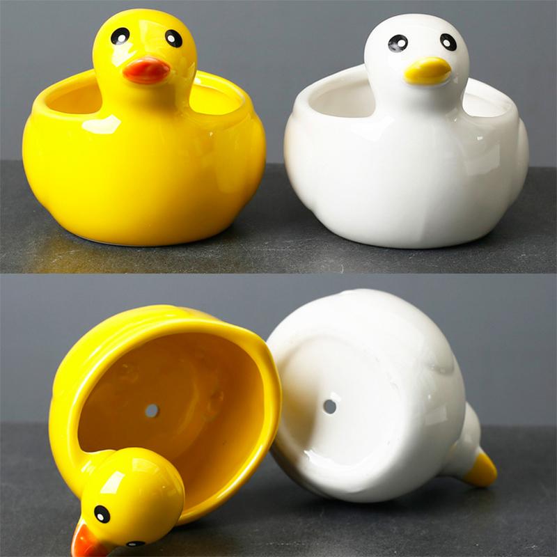 Cute Duck Flower Pot Succulent Pot Ceramics Planter Home Decor Desktop Ornaments Bonsai Plant Pot Garden Decoration