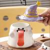 Halloween Ceramic Coffee Cup with Lid Cute Imp Ghost Mug European Afternoon Camellia Flower Teacup Breakfast Milk Mug Gifts New